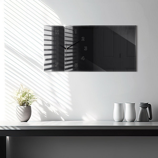 Horloge murale Wallfluent 60x30 cm Avec chiffres Aiguilles noires Noir 1 pcs