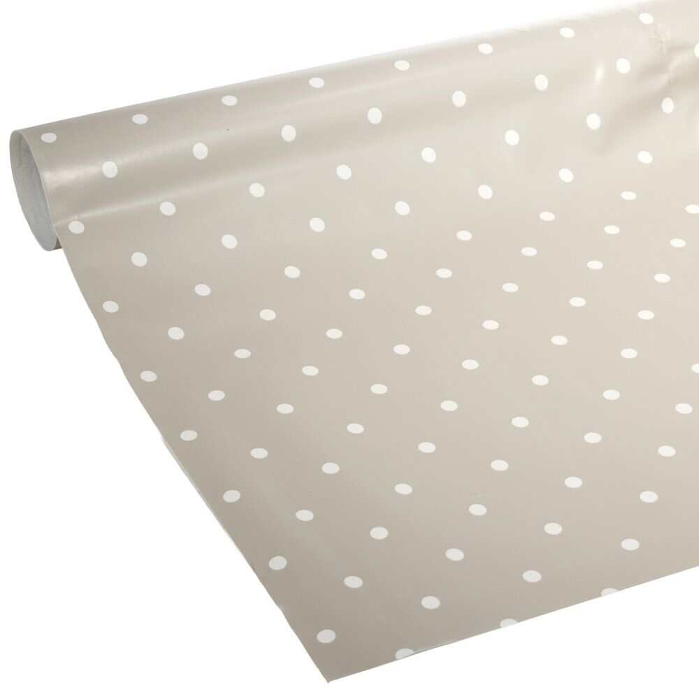 Toile cirée au mètre vinytex Balti grise motif pois blancs 140cm