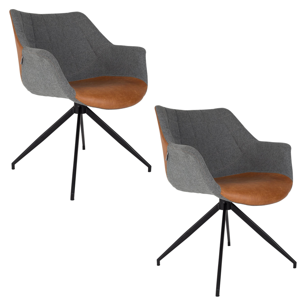 Zuiver Doulton Eetkamerstoelen Armleuning Vintage Bruin - Set van 2