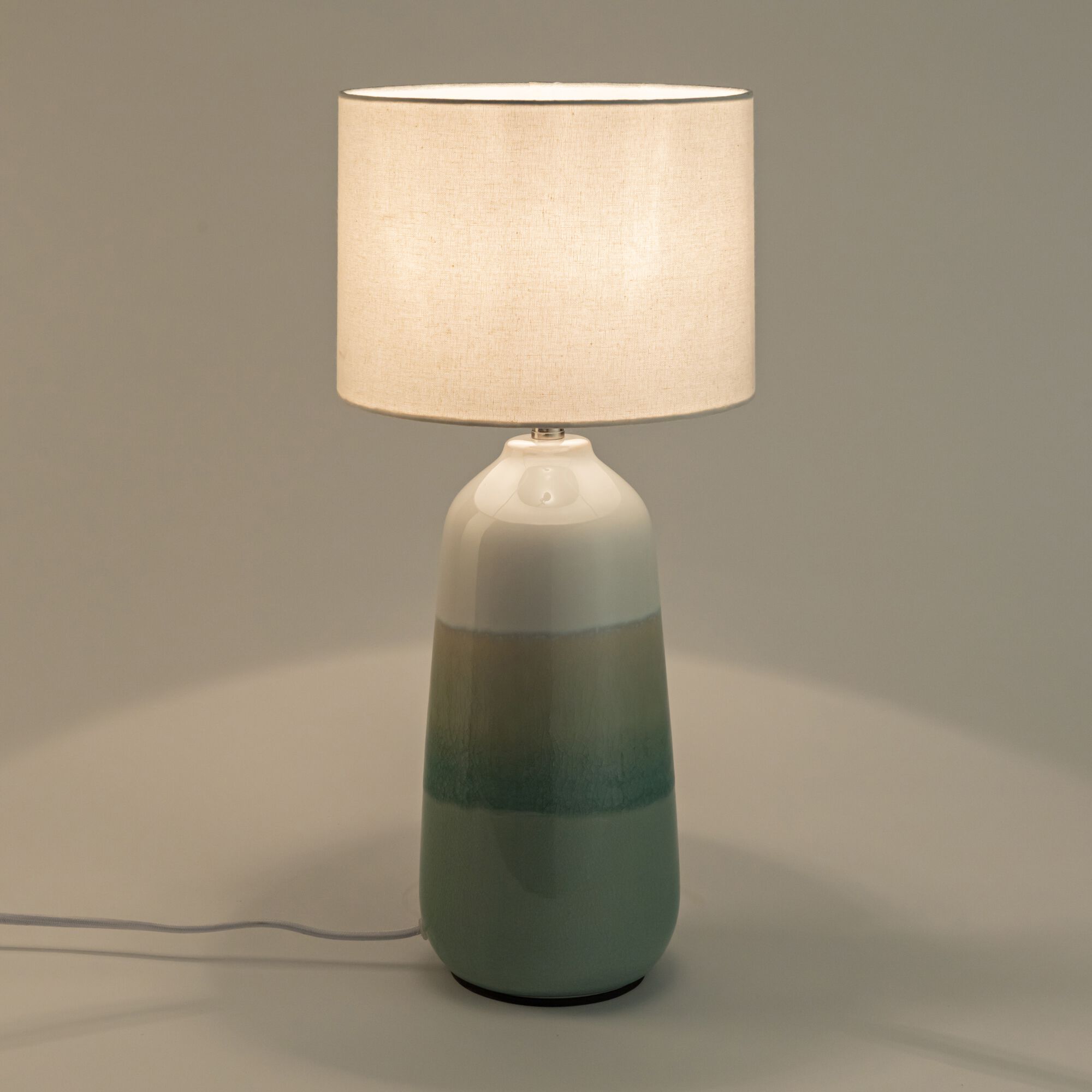 COLAS - Pied de lampe électrifé D14,5cm en grès - vert
