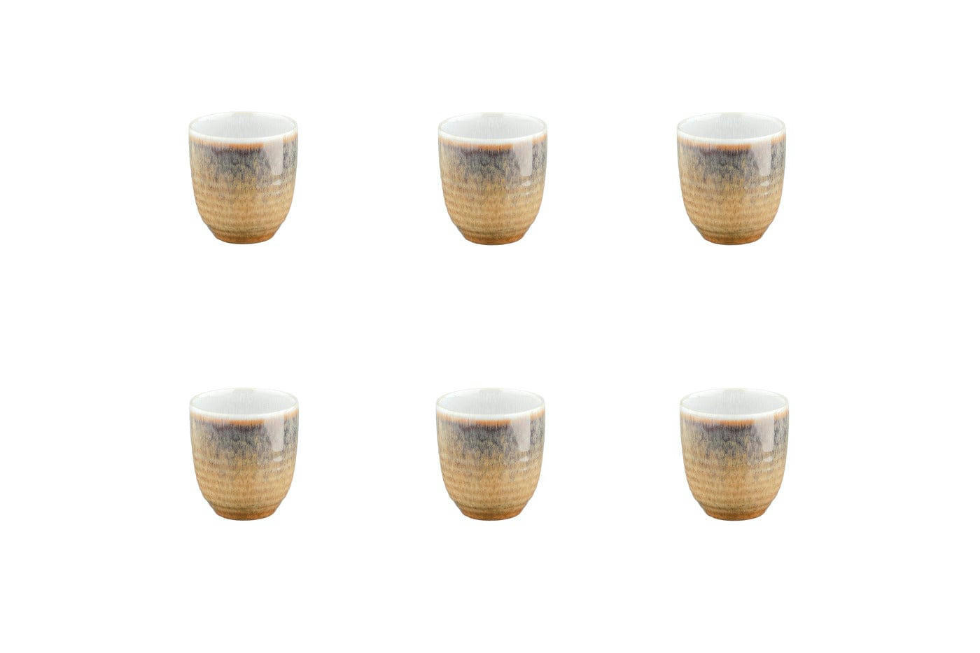 COSMOS - Lot de 6 tasses en grès beige D7