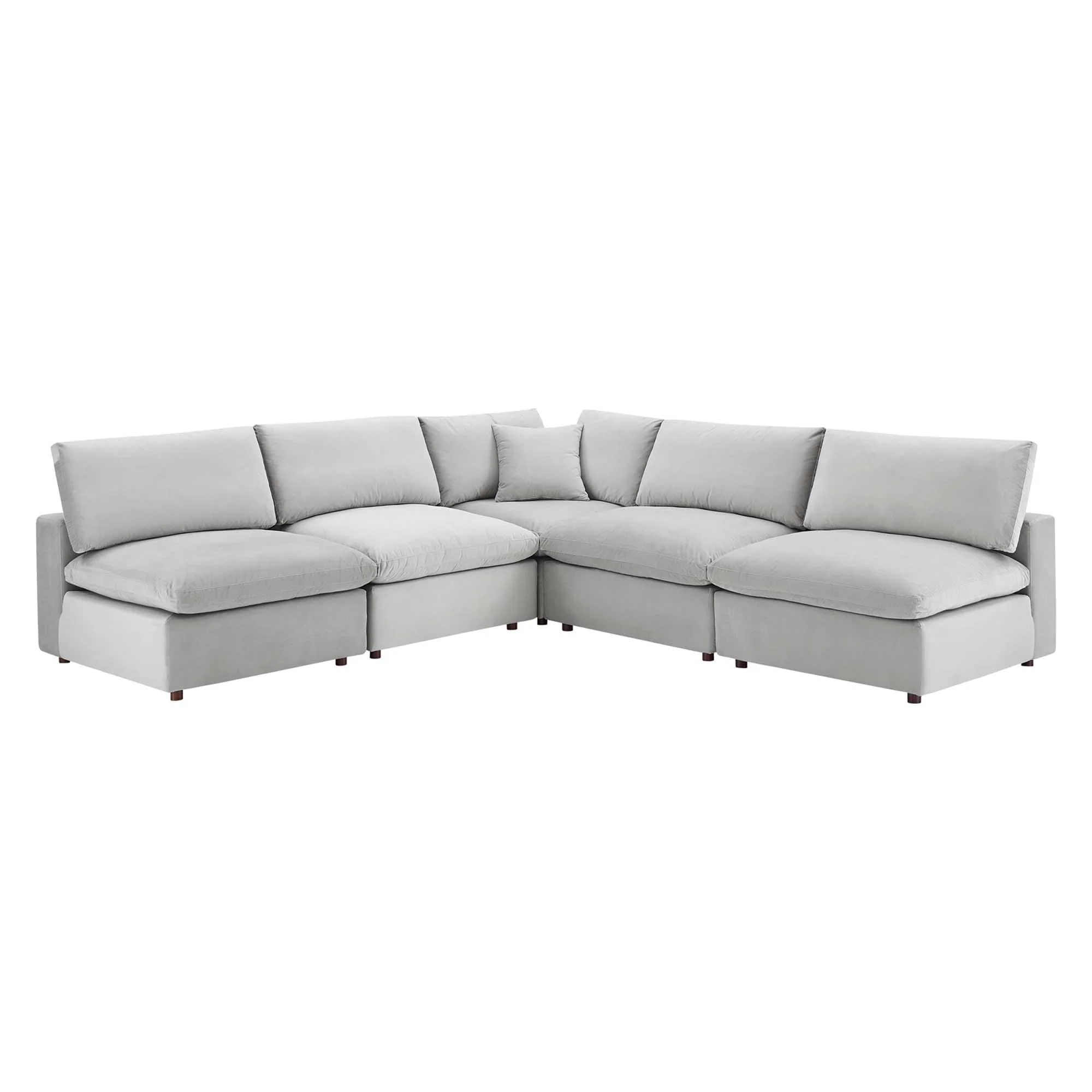 Commix Down Filled Overstuffed Velvet 5-Piece Sectional Sofa