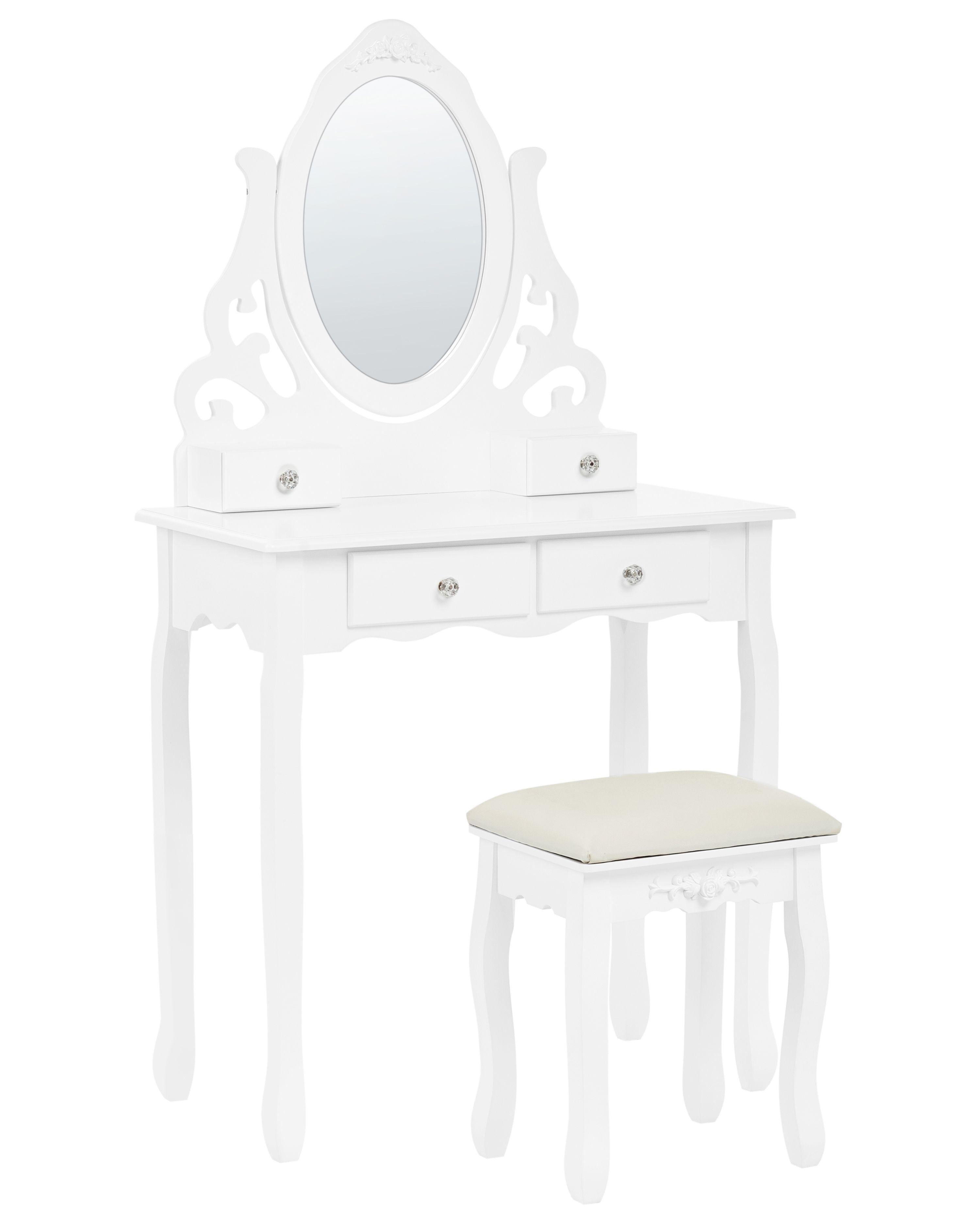 Dressing Table with Mirror and Stool AMOUR White