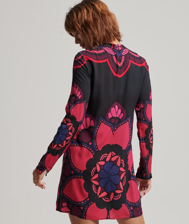 Long Sleeve Printed Mini Dress