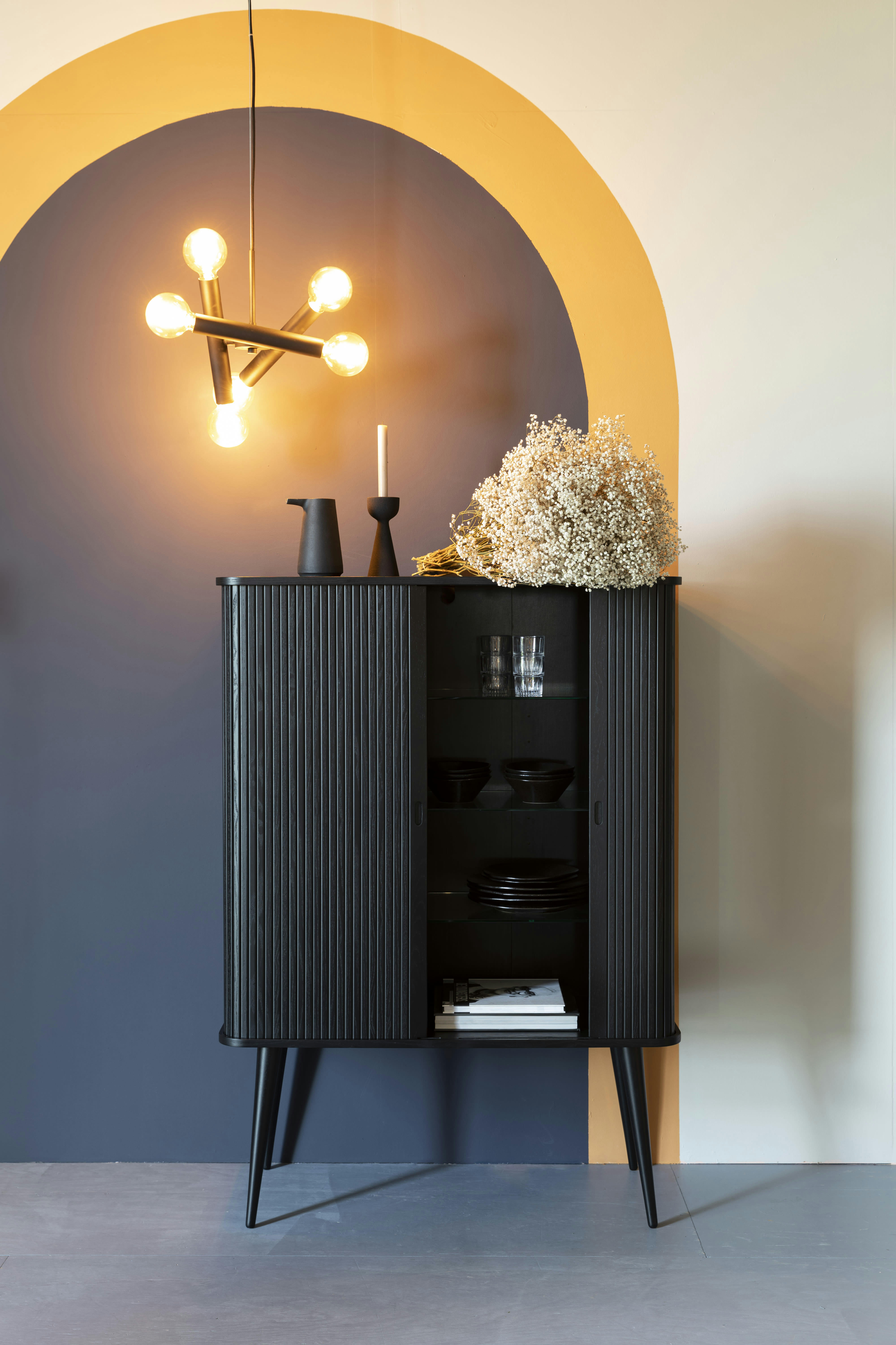 BARBIER - Cabinet 2 portes en bois noir