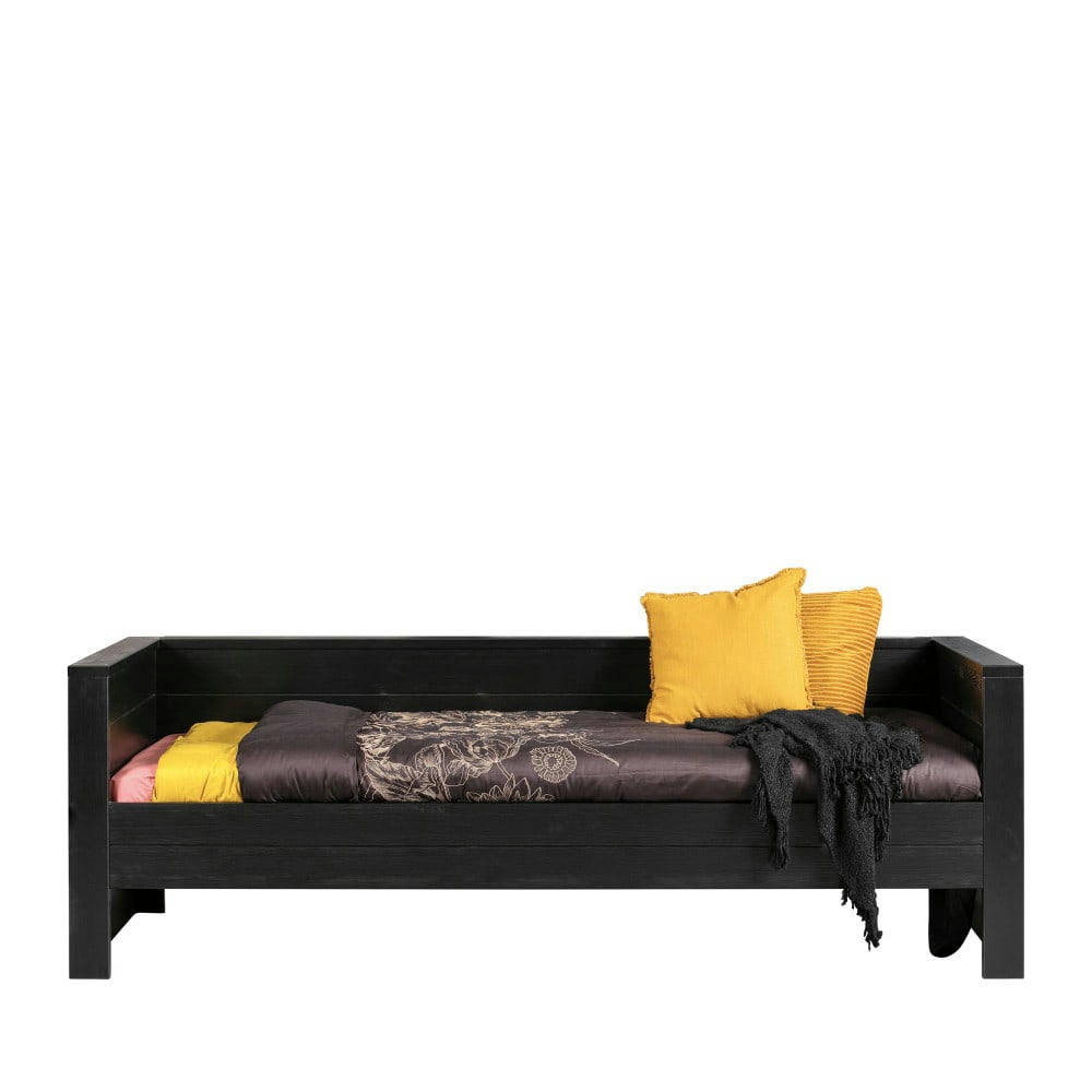 DENIS - Cadre de lit banquette en bois fsc 90x200 noir