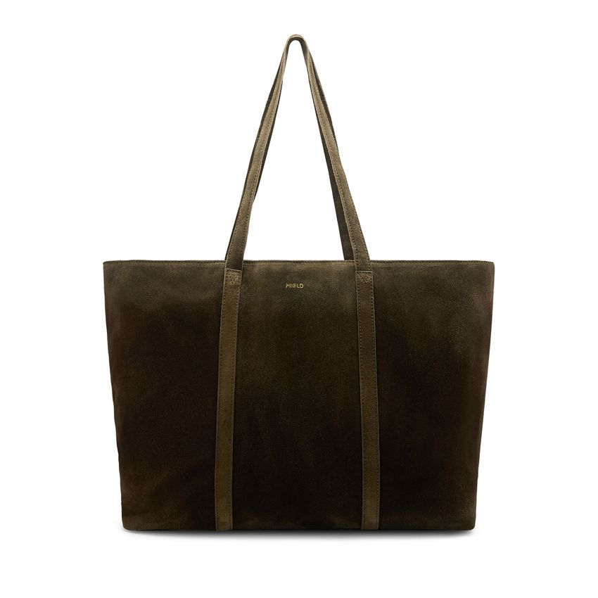 Manfield Groene suède shopper