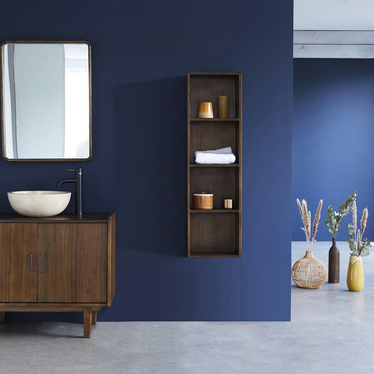 VINTAGE - Colonne de salle de bain en mindi massif suspendue