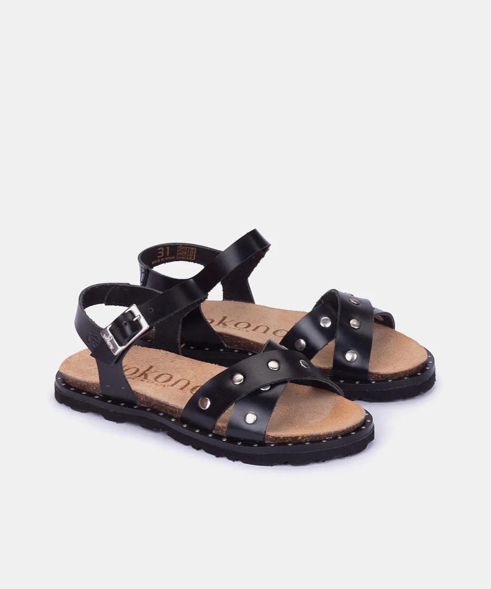 Sandalia plana LUSBO-129 negro