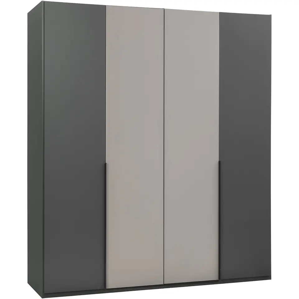 Kledingkast Milaan 4-deurs - grafiet/greige - 208x180x58 cm