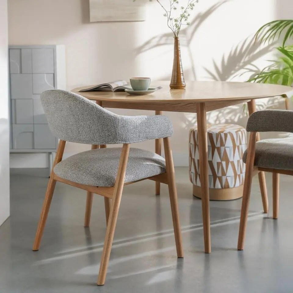 Eetkamerstoel Lichtbruin Stof - 54x56x81cm - Indy - Set van 2