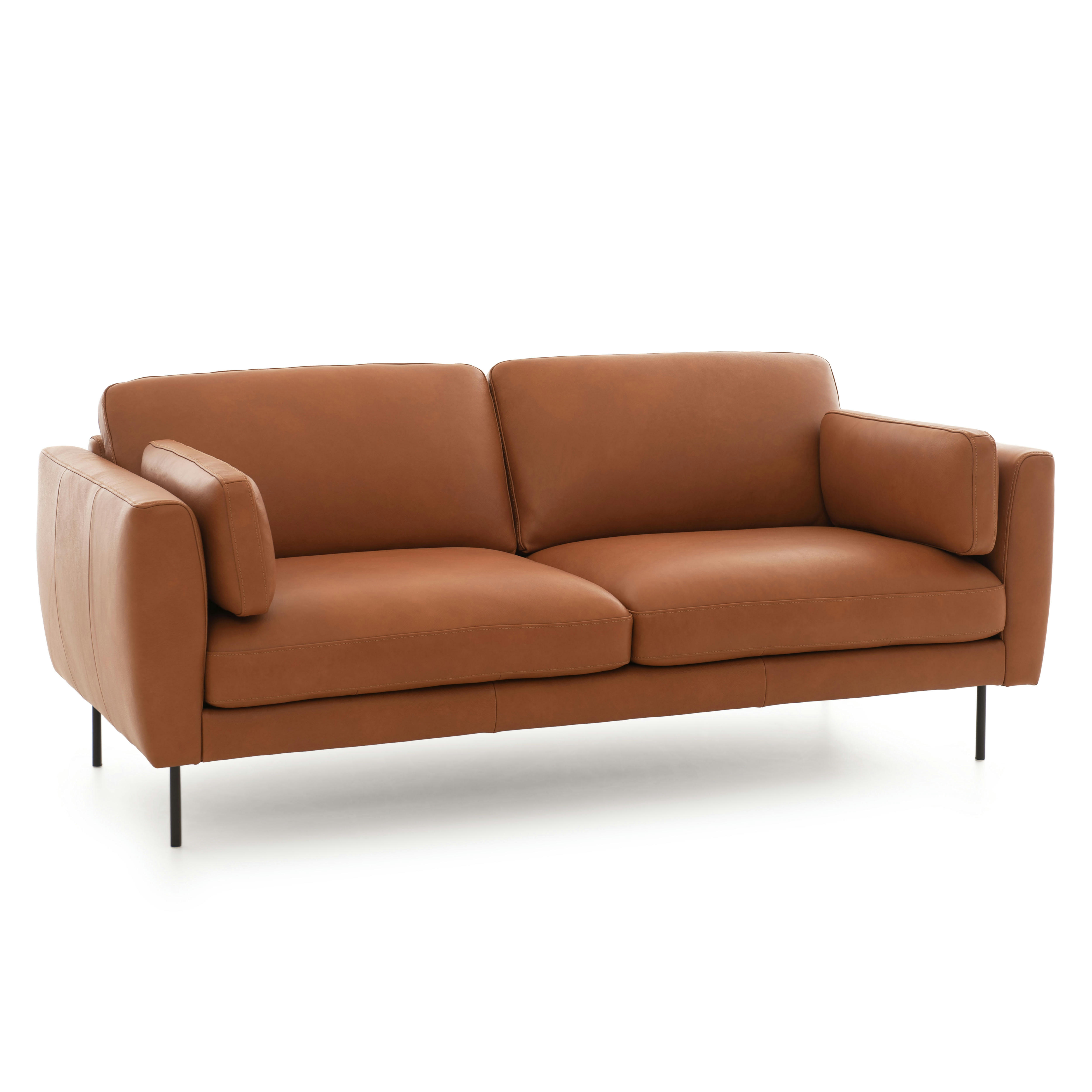 LARS - Canapé en cuir 3 places marron