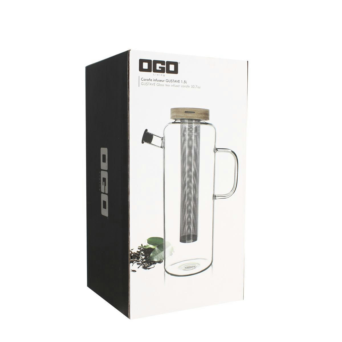 GUSTAVE - Carafe infuseur en verre 1,5L