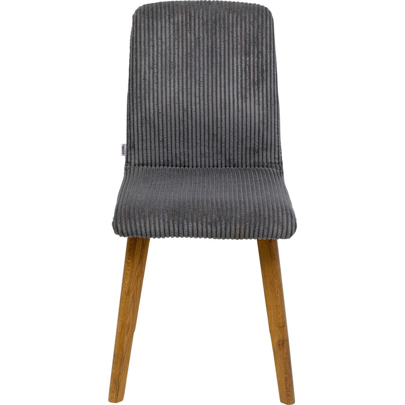 LARA CORD - Chaise en polyester côtelé gris et chêne