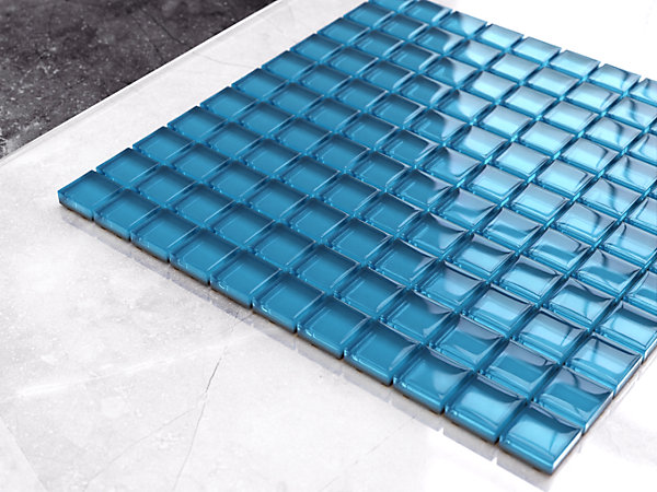 Mosaïque en verre sur filet pour salle de bain ou cuisine 30 cm x 30 cm - Sapphire seas