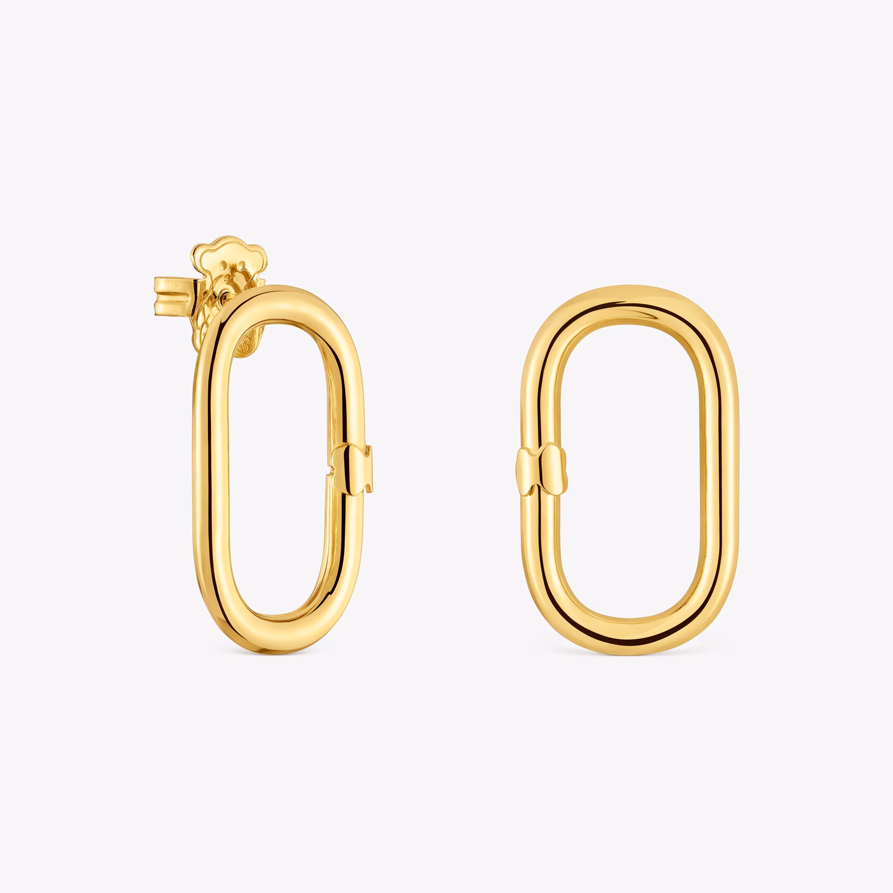 Pendientes cortos con baño de oro 18 kt sobre plata Hold Oval