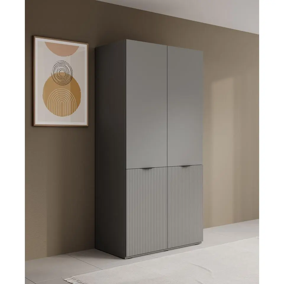 Meubella - Kledingkast Shelton - Grijs - 101 cm