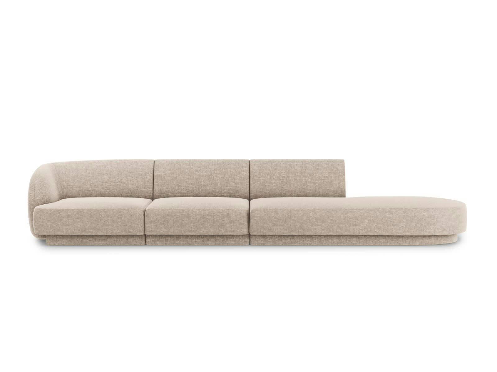 MILEY - Canapé droit 4 places en tissu chenille beige