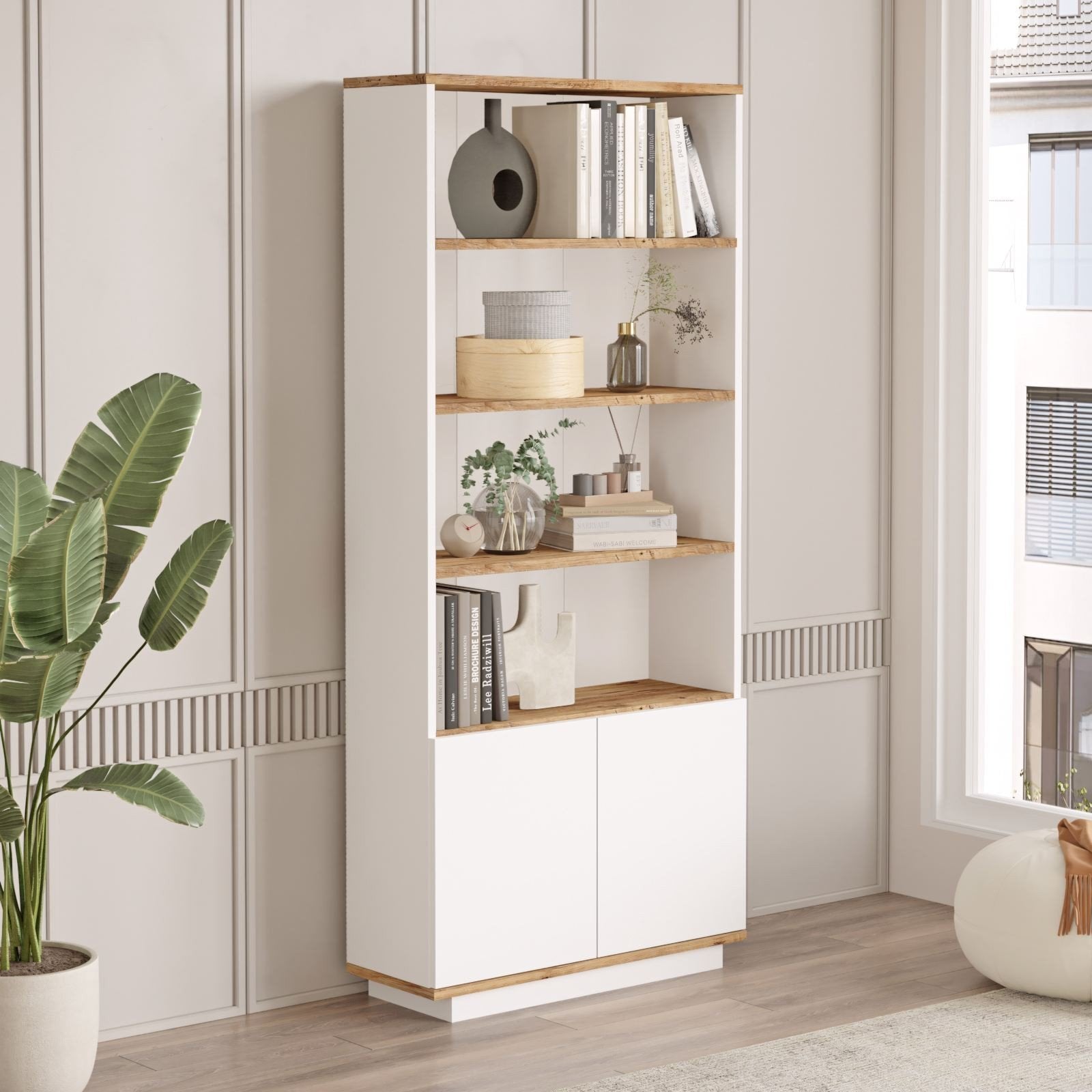 Calicosy - Boekenkast met 2 deuren - H168,3 cm - Wit