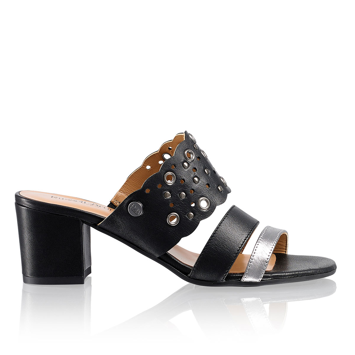 Russell & Bromley HALO MID Mid Heel Studded Mule
