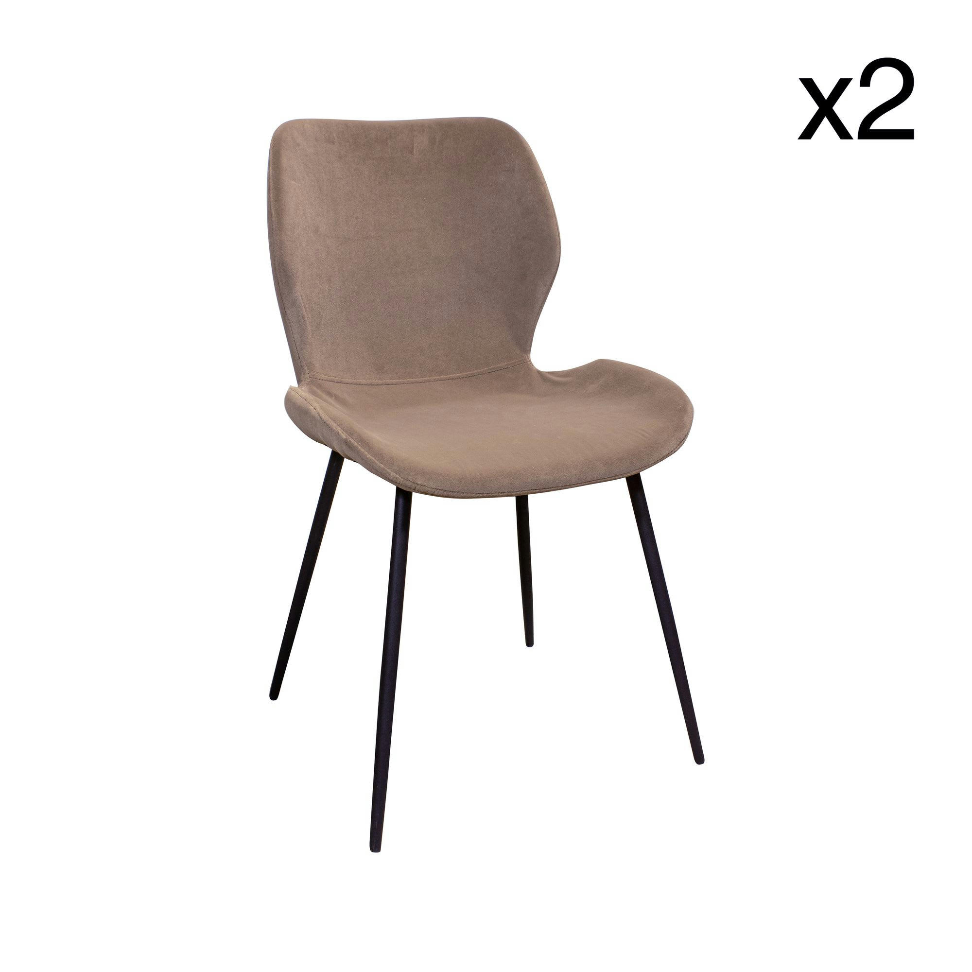 IBRA - Lot de 2 chaises en velours taupe