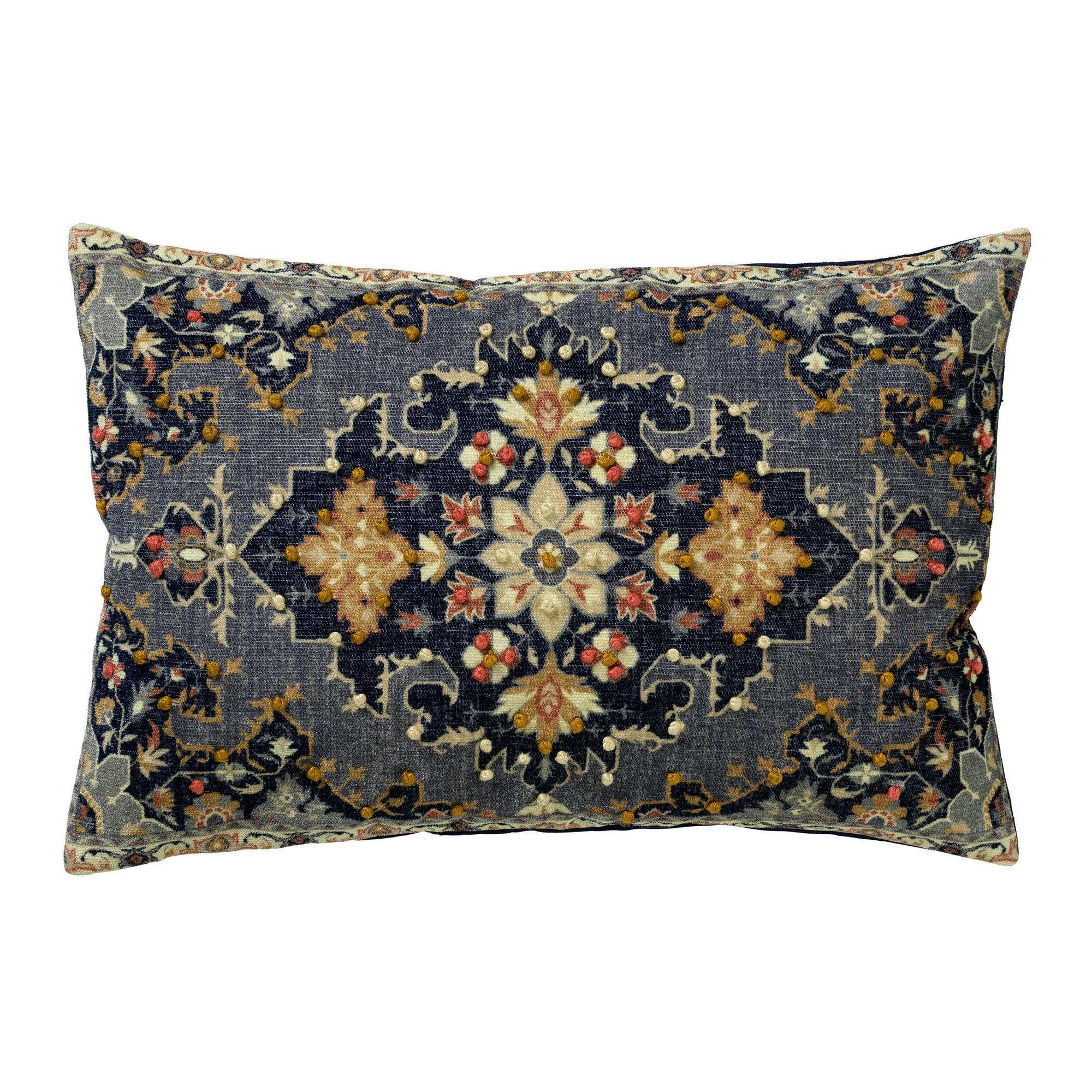 - Coussin bleu en coton 40x60 cm avec motif