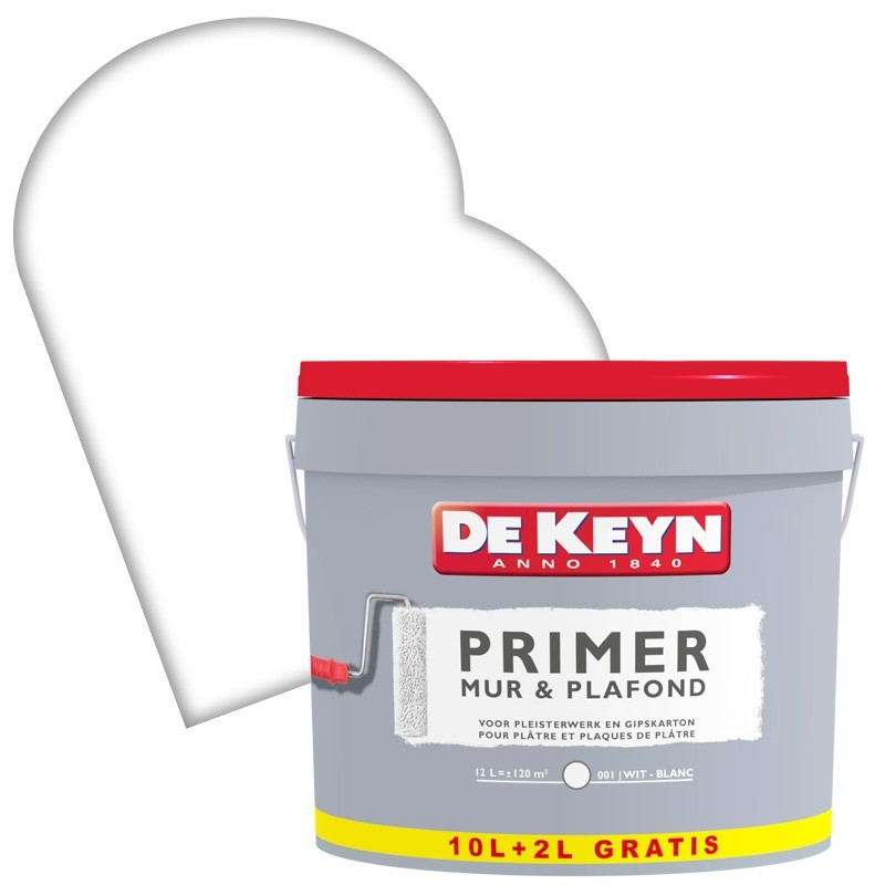 Peinture primer pour mur et plafond blanche 10   2 L DE KEYN
