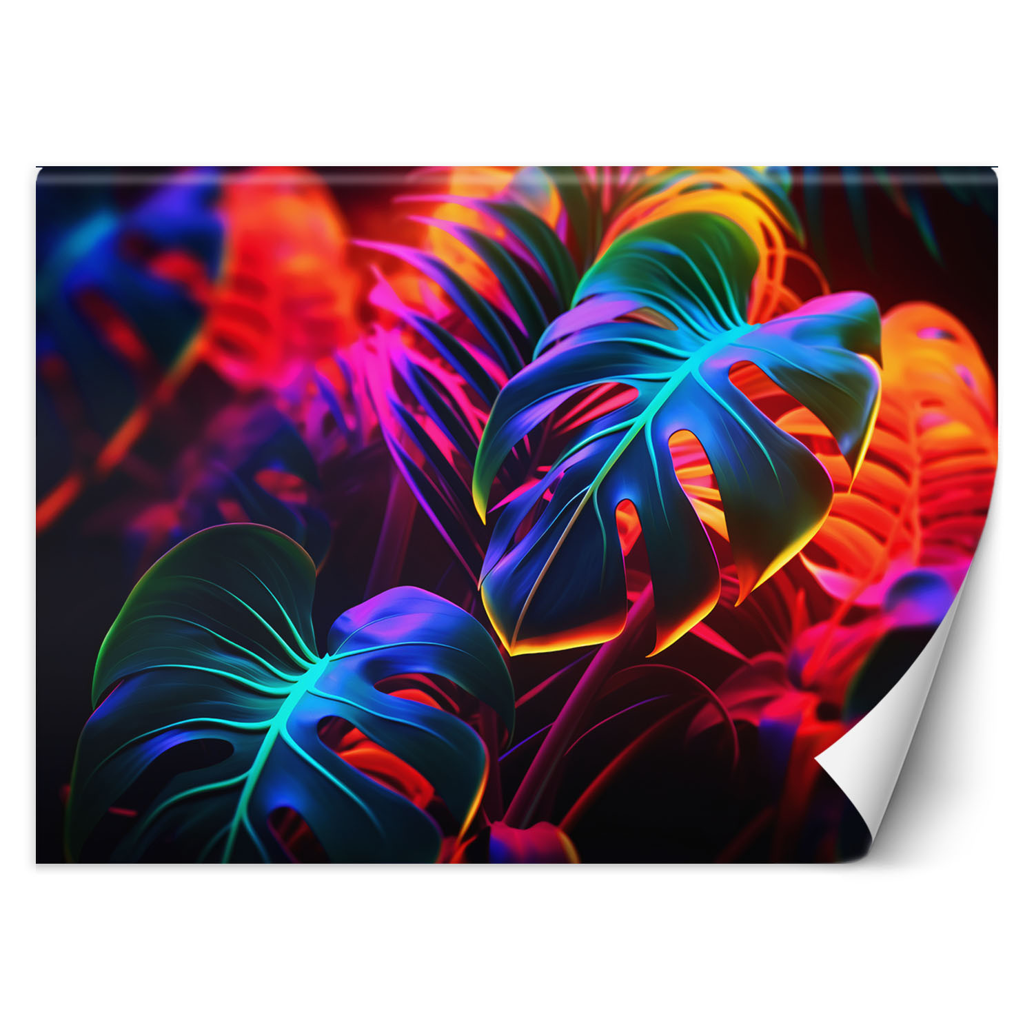 Feeby Fototapeta, Liście monstera w neonowych barwach 150x105