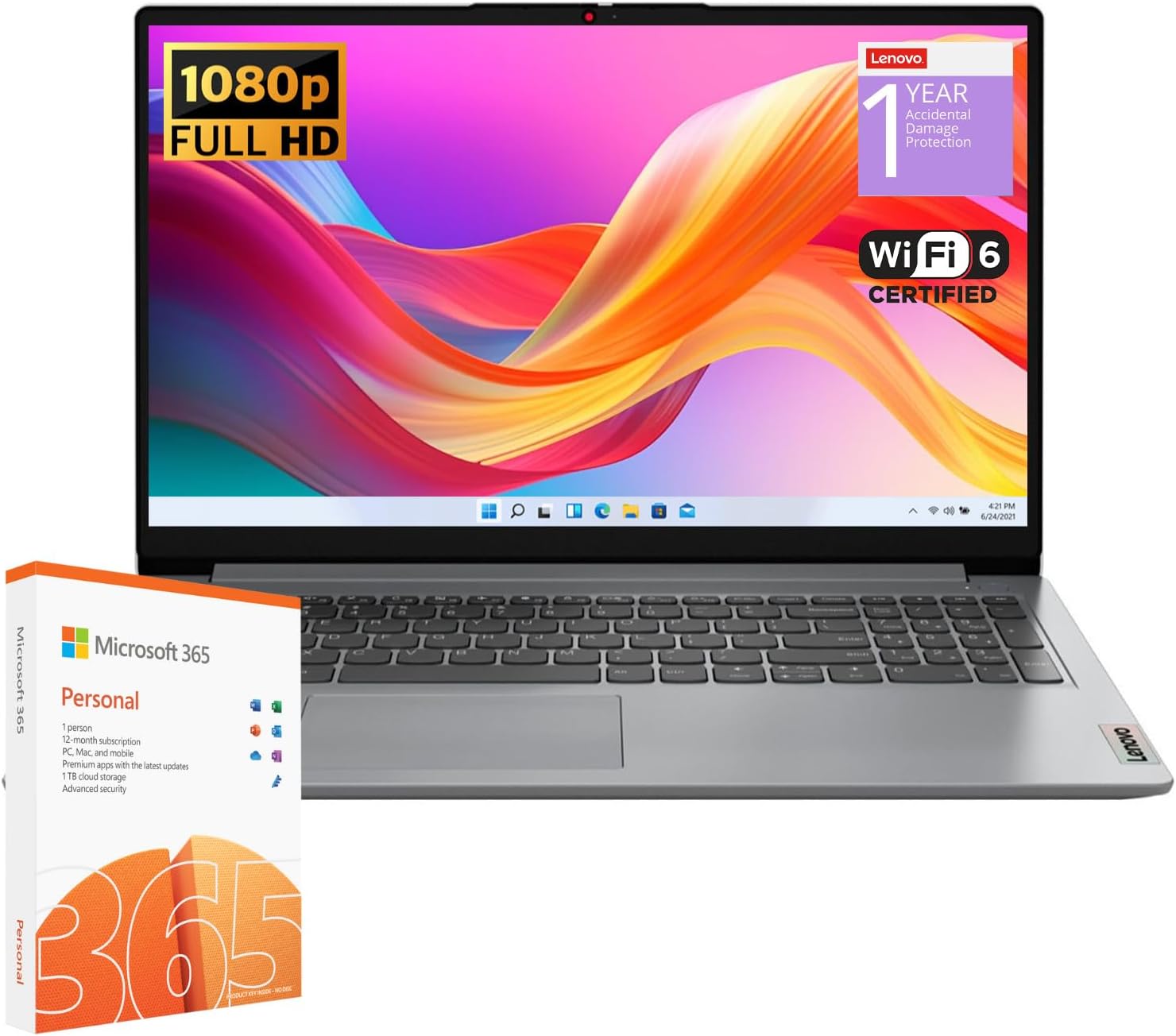 Lenovo IdeaPad 1 Student Laptop  Intel Dual Core Processor  20GB RAM  1TB SSD + 128GB eMMC  15.6 FHD Display  1 Year Office 365  Windows 11 Home  Wi-Fi 6  Webcam  Bluetooth  SD Card Reader  Grey
