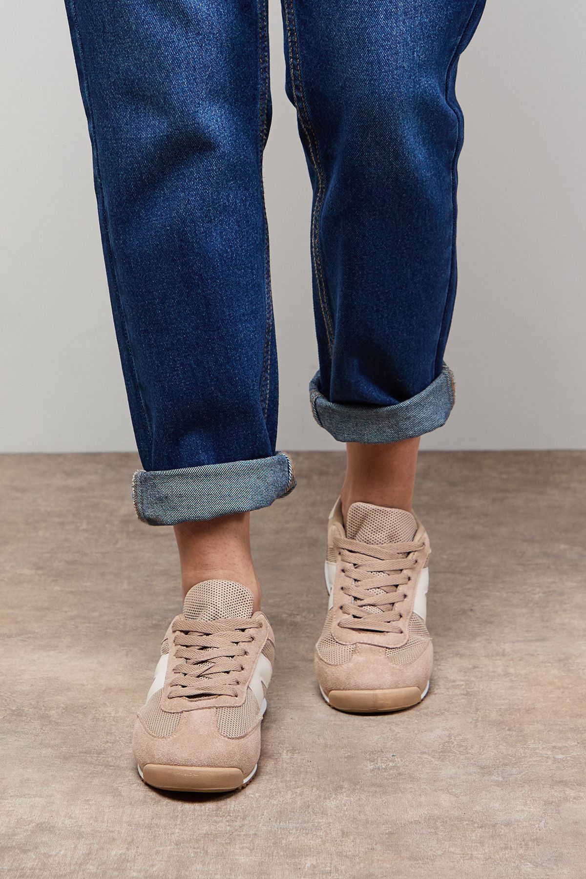 Oasis Jemima Faux Suede Mesh Lace Up Trainers