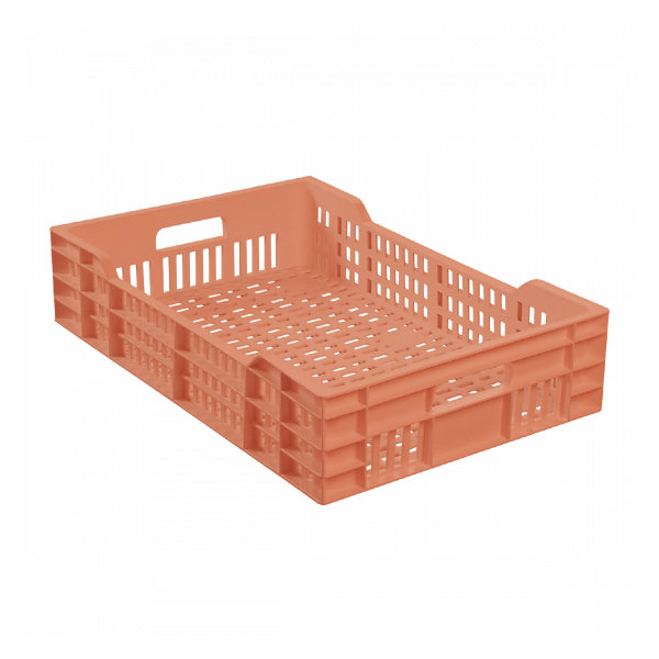 Caisse ajourée avec poignées empilable 600 X 400 25 L - terracotta