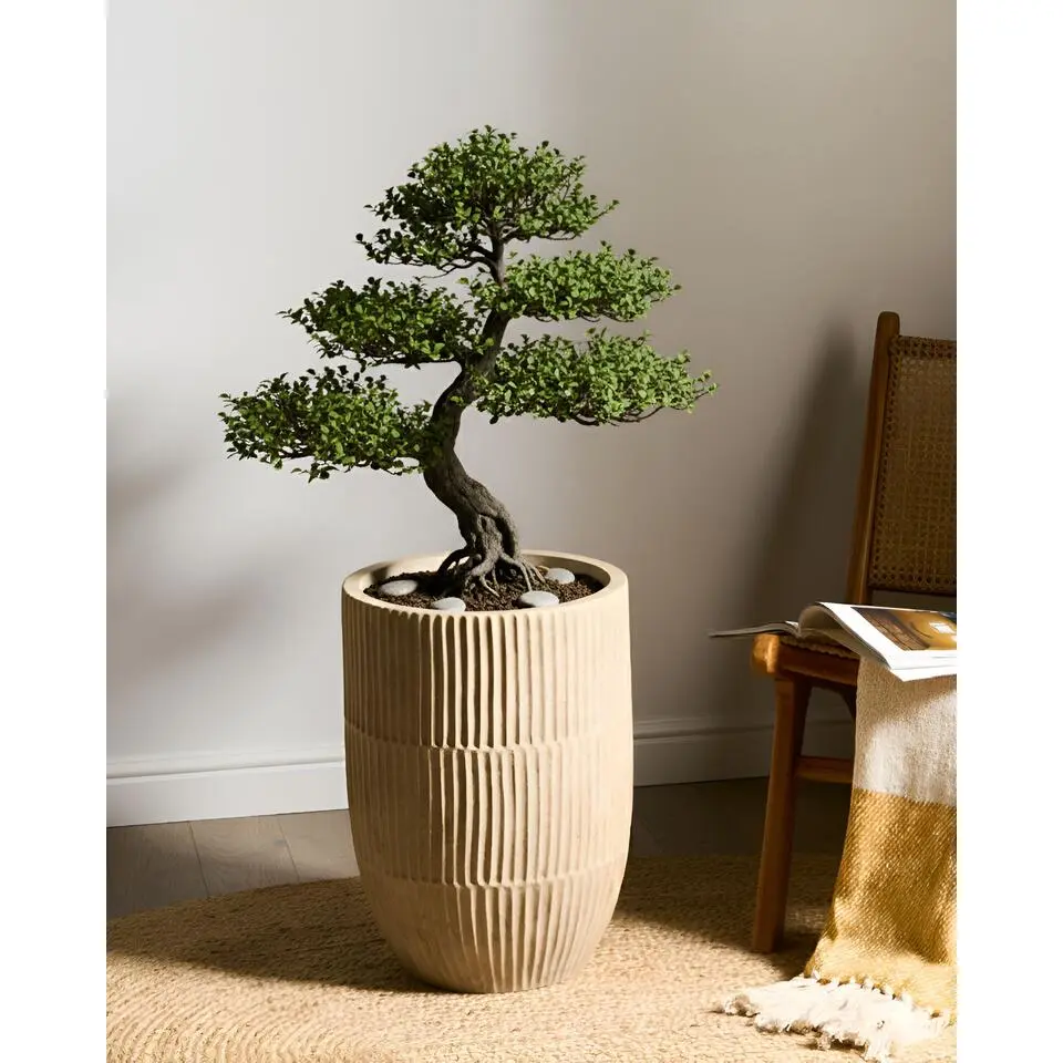 POROS - Bloempot - Lichtbeige - 36 x 36 x 50 cm - Klei-vezelmengsel