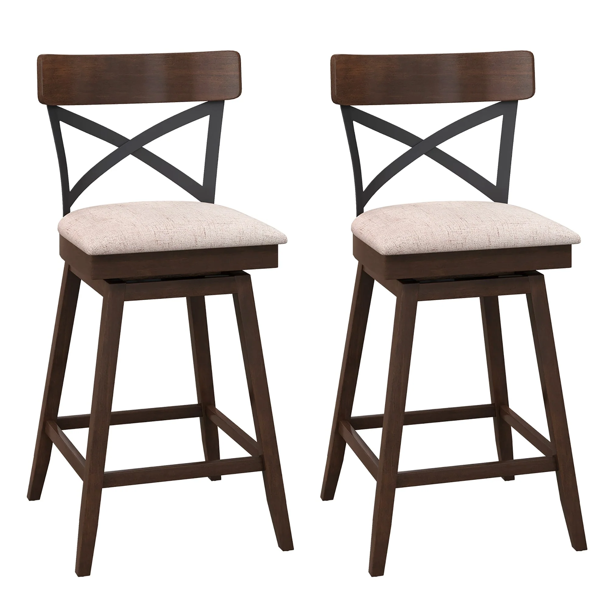 Set of 2/ 4 Wooden Swivel Bar Stools Counter Height Dining Chairs