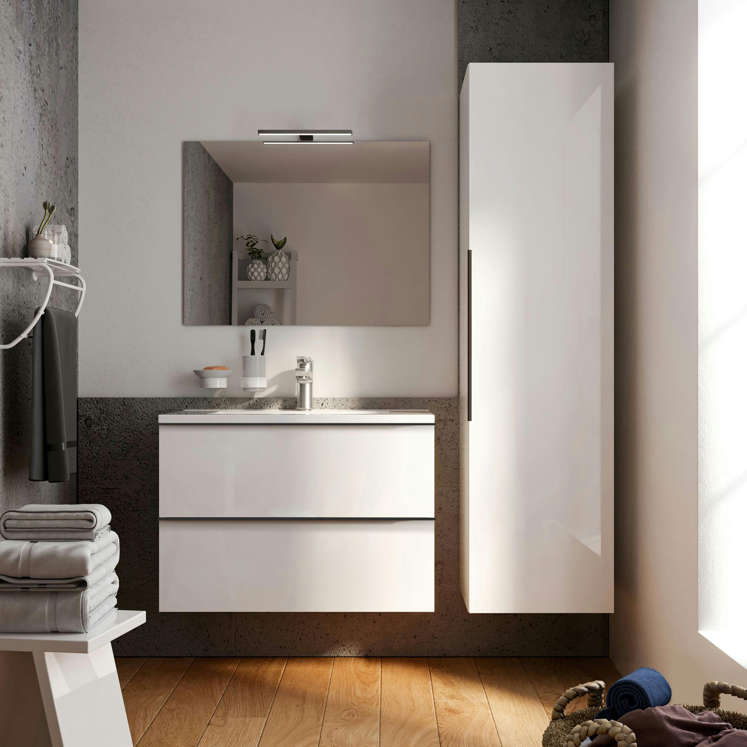 URBAIN - Colonne de salle de bain avec rangement PPSM Blanc