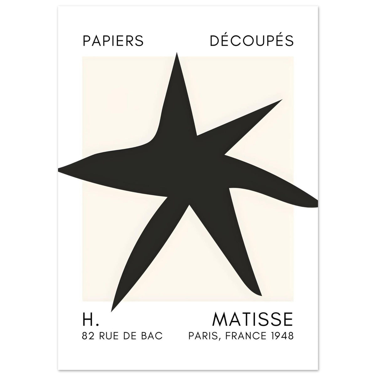 Artfulprints Poster Matisse – Star of the sea black  - 50x70 cm - Zwart
