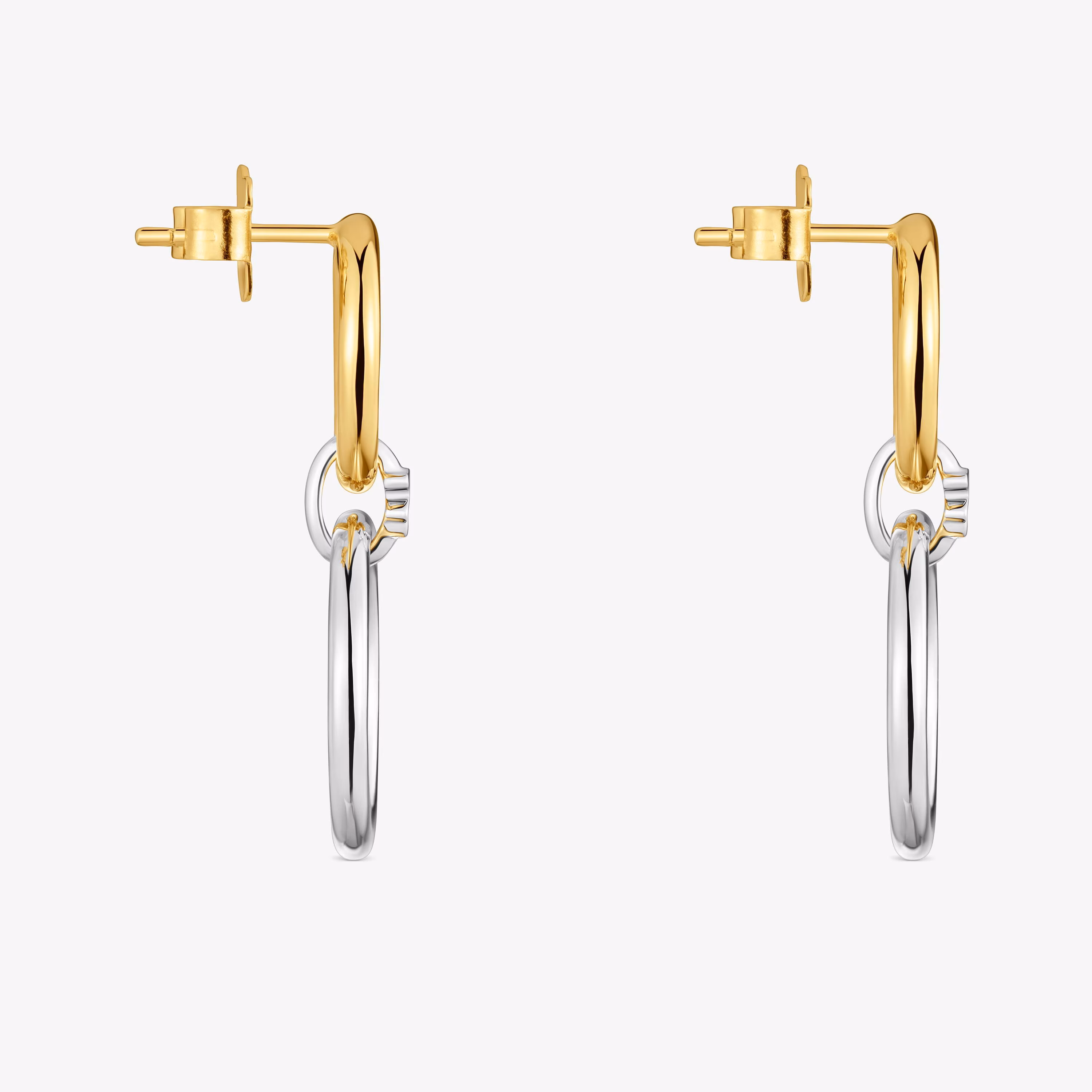 Pendientes doble círculo bicolor Straight