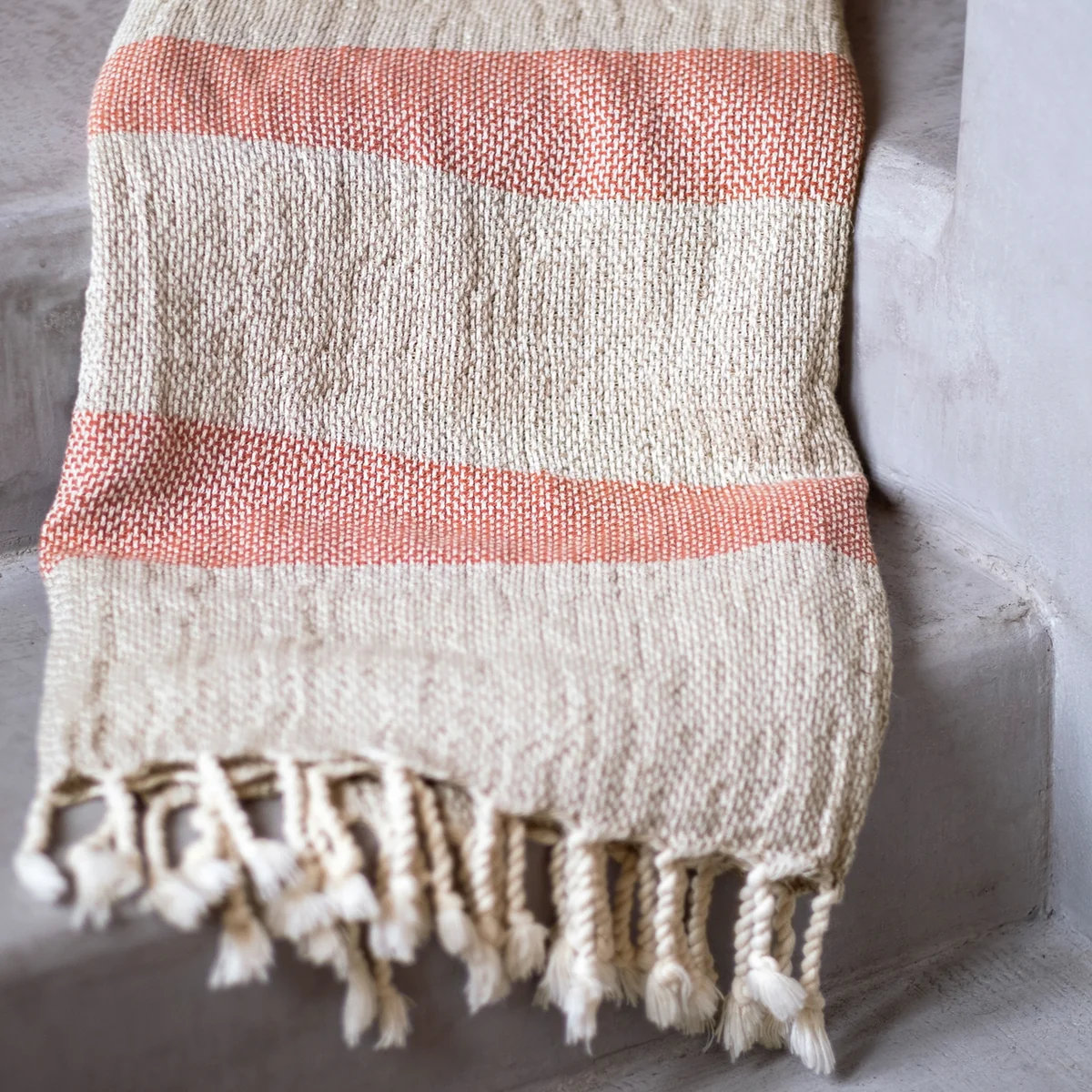 Studio Zondag - Linen Basket Decke, 130 x 170 cm, natur / weiß