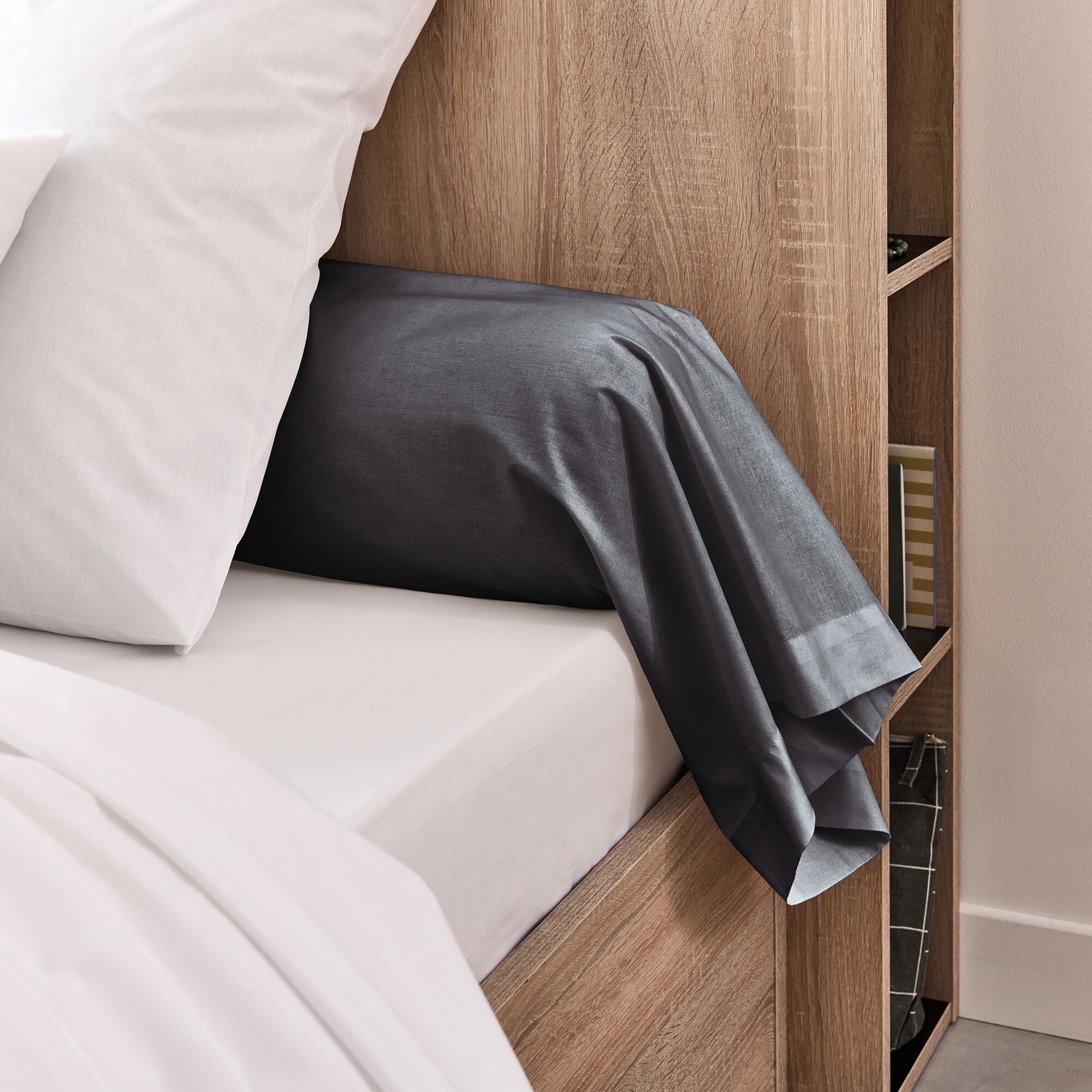 CALANQUES - Taie de traversin en coton - gris ardoise 43x190cm