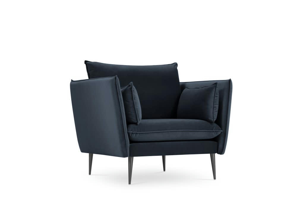 AGATE - Fauteuil en velours bleu foncé