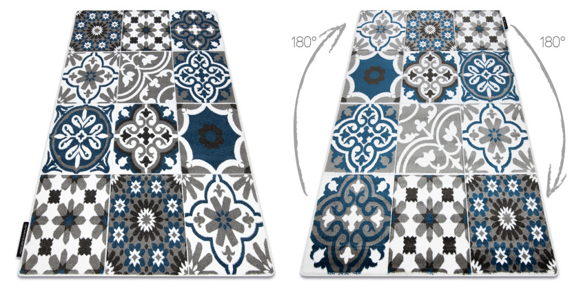 Dywan ALTER Porto Kwiaty niebieski 80x150 cm