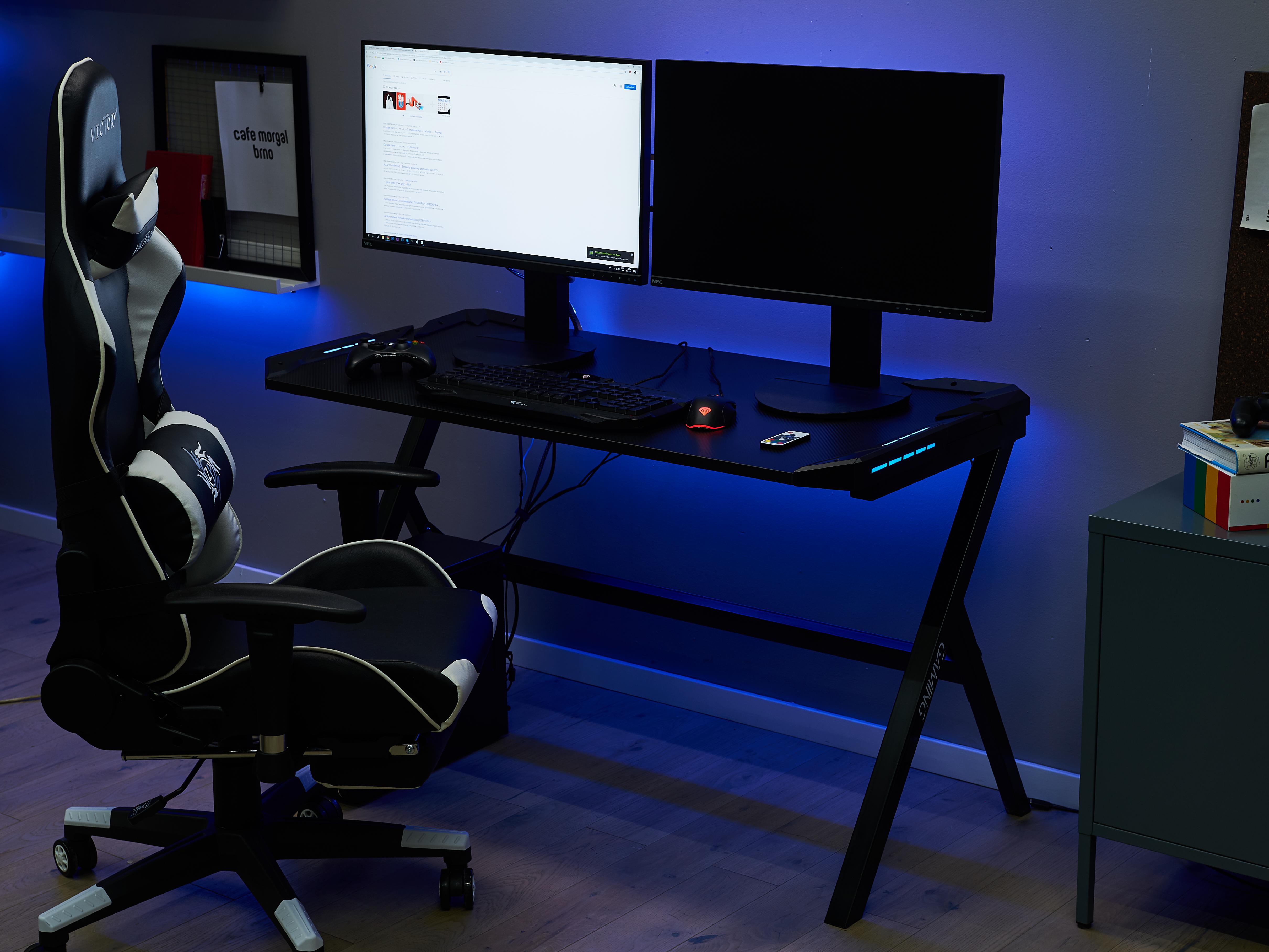 Gaming Desk DANVERS Black 120 cm 60 cm RGB LED
