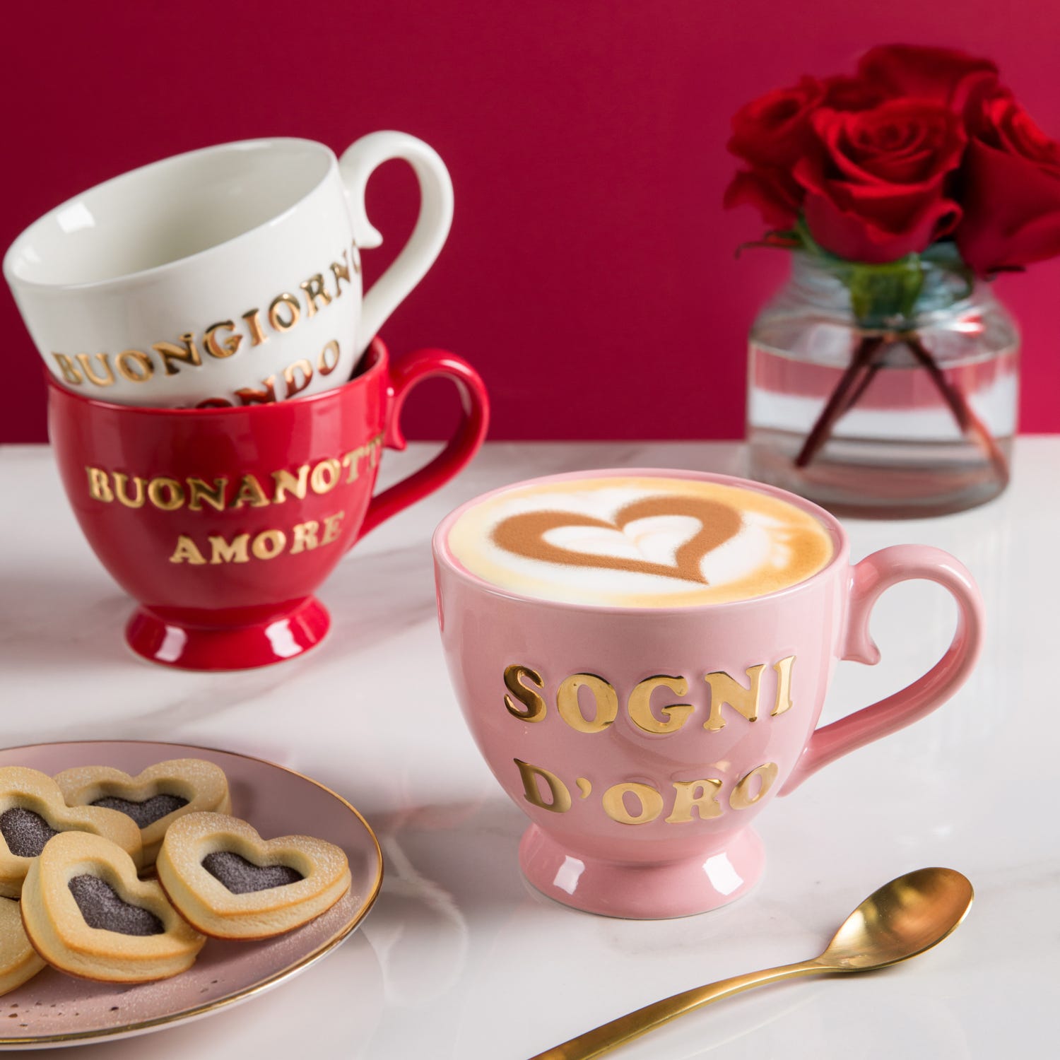 Tazza porcellana rosa Sogni d'oro 500 ml Loving