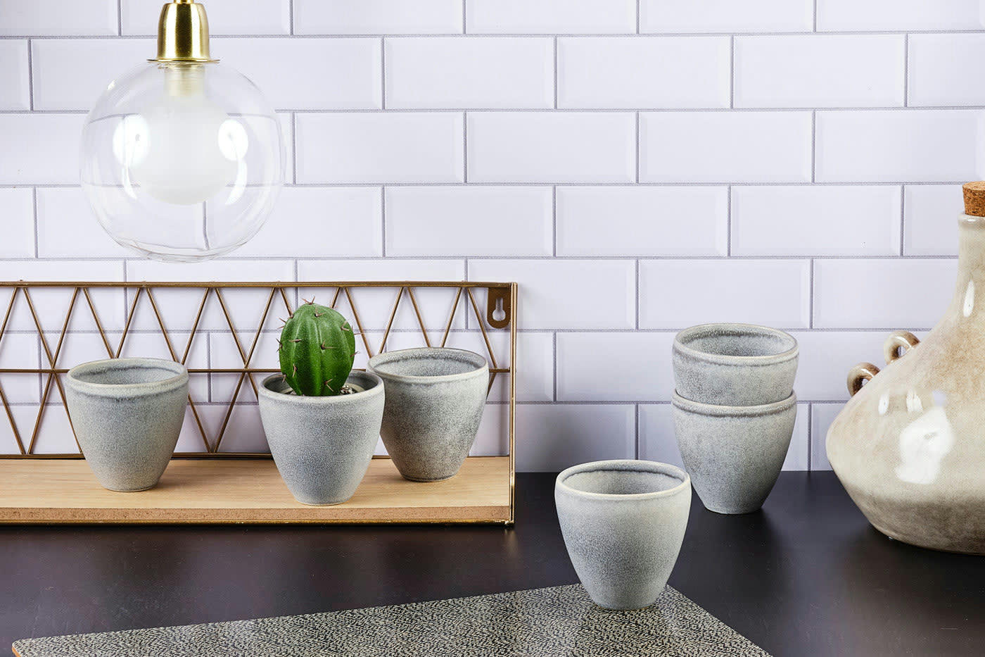 REACTIV - Lot de 6 tasses en grès gris D8