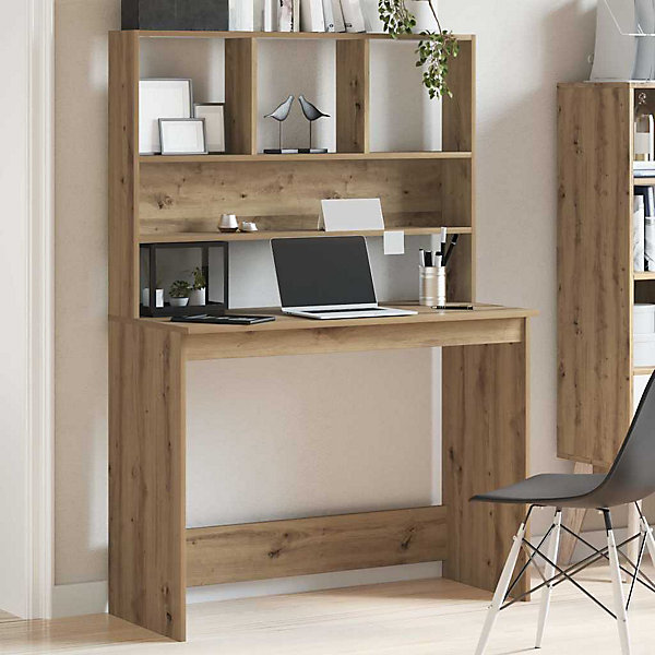 Bureau avec étagères chêne artisanal Bois d'ingénierie vidaXL