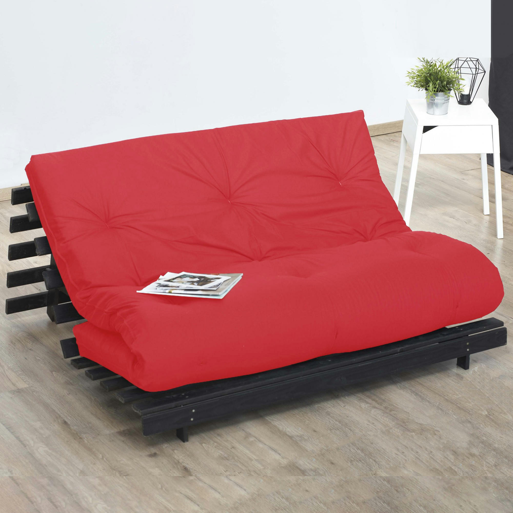 FUTON LATEX - Matelas futon latex rouge 140x190