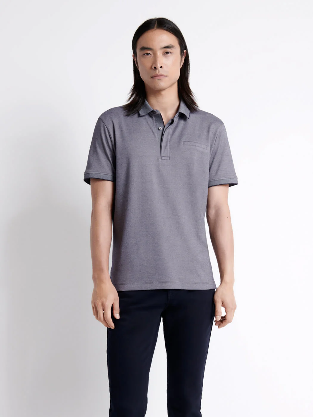 Polo manches courtes faux-uni en coton