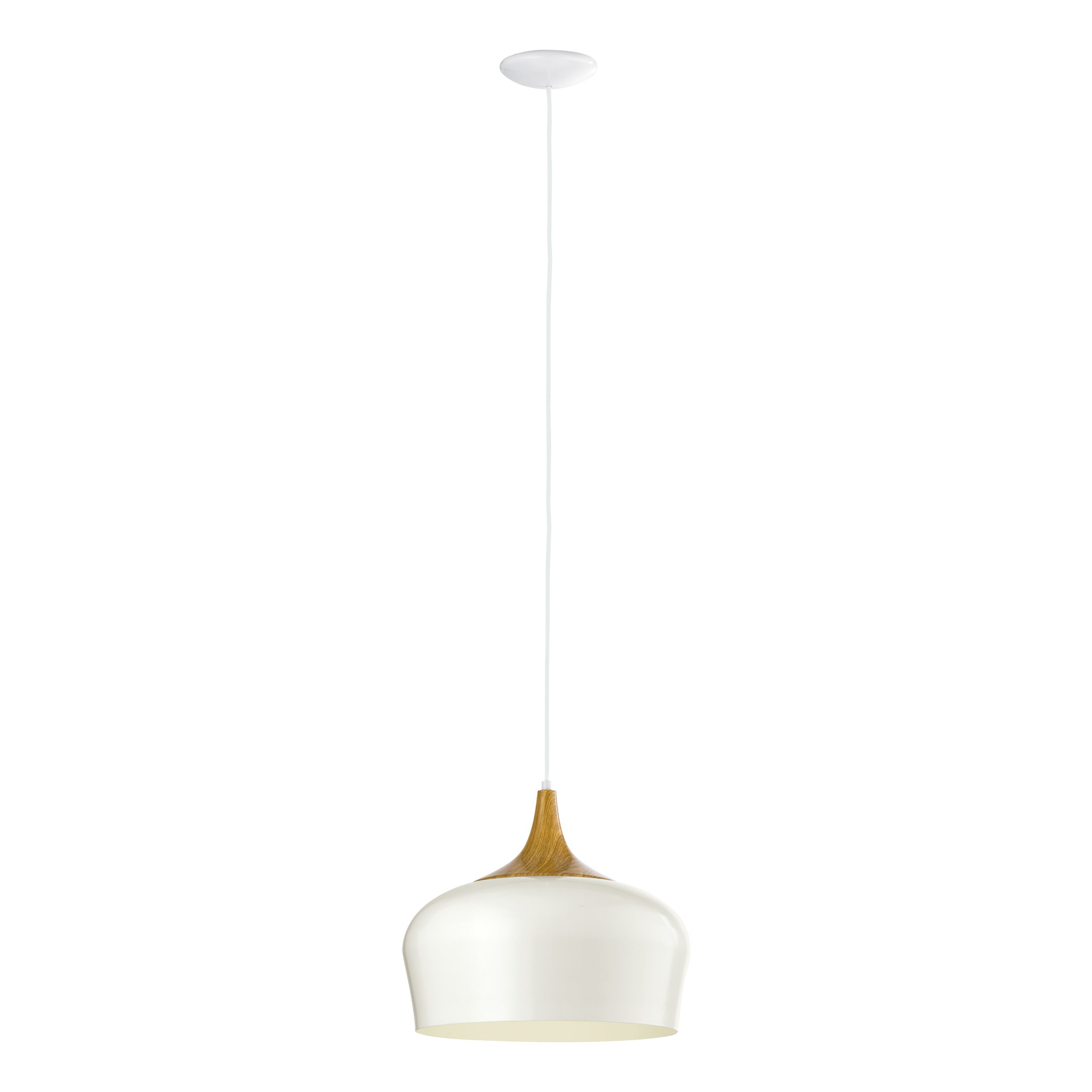 EGLO hanglamp Obregon - 1 lichts - ø350mm. - creme, eik
