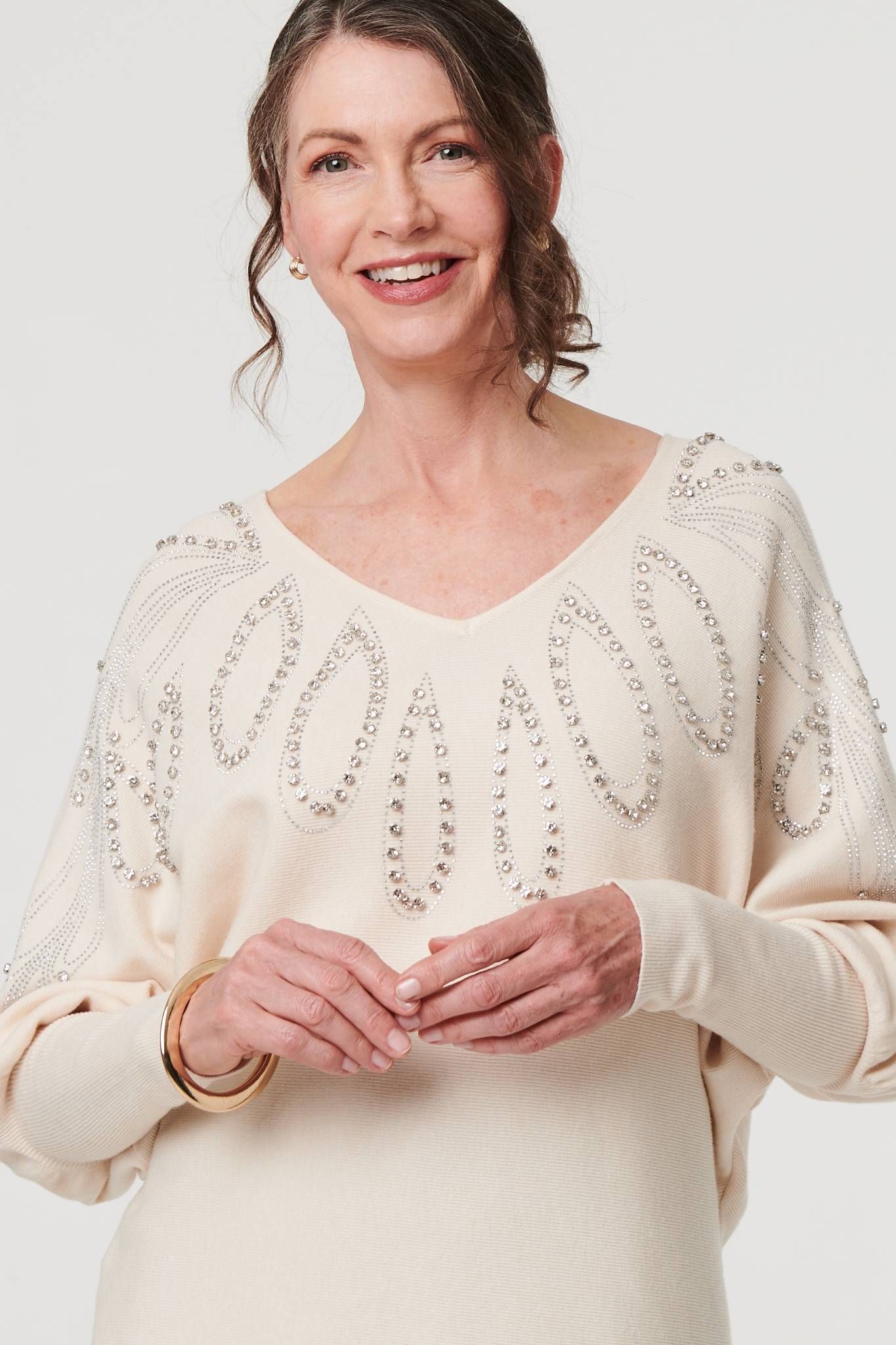 Izabel London Embellished Batwing Sleeve Jumper