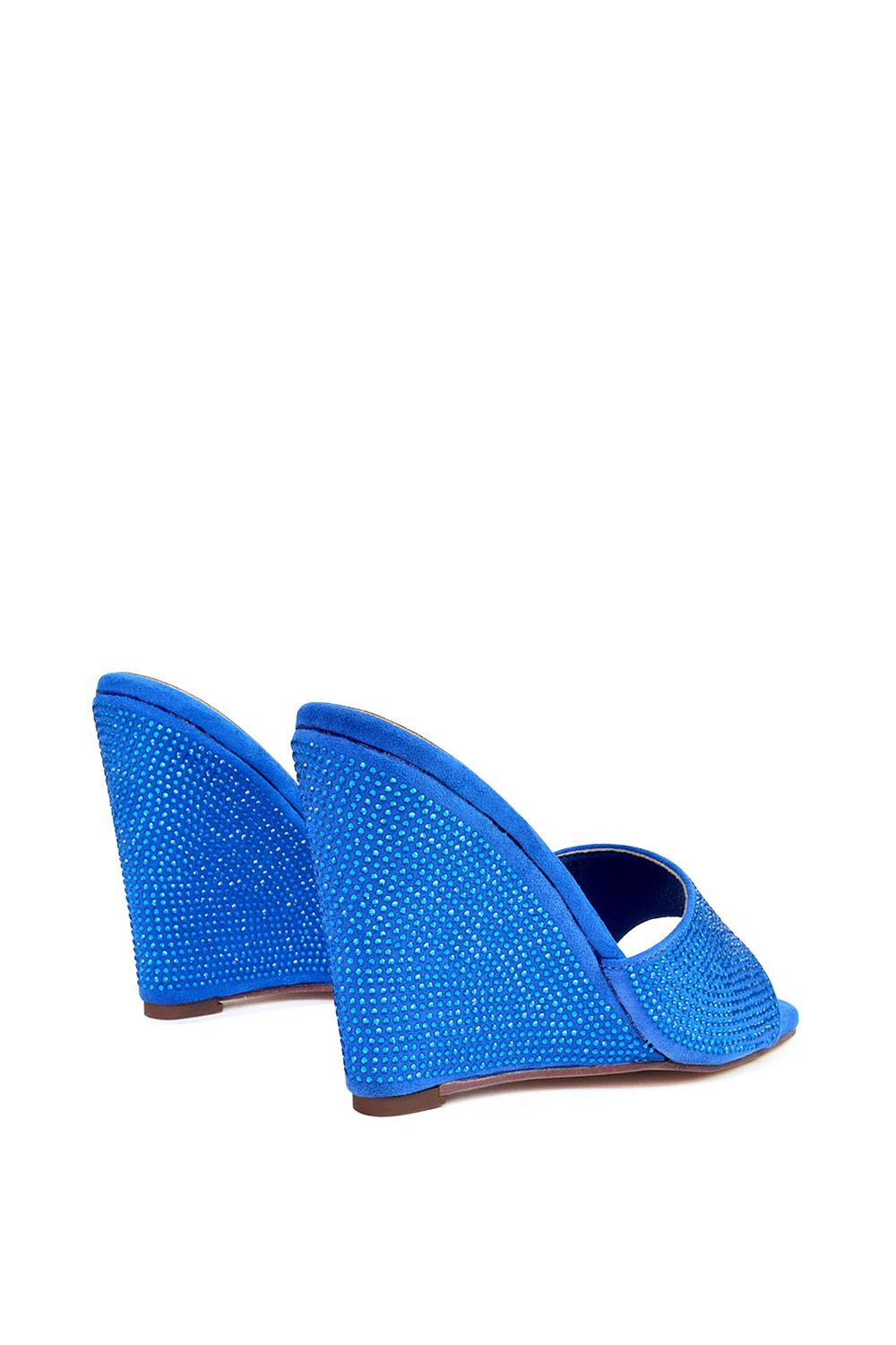 XY London Peggie' Slip On Wedge Heel Rhinestones Slip On Mules