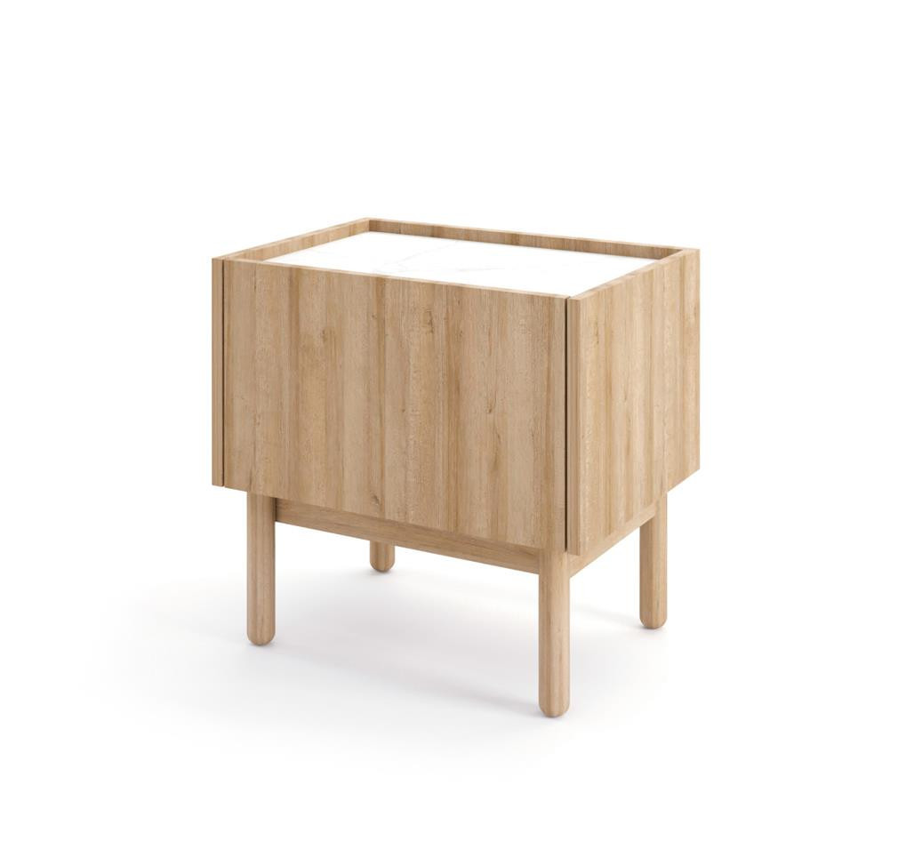 Stolik nocny BOHO S50 dąb riviera/marmur bianco